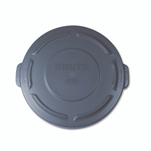 Rubbermaid Commercial BRUTE Self-Draining Flat Top Lids for 20 gal Round BRUTE Containers, 19.88" Diameter, Gray