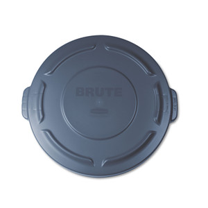 Rubbermaid Commercial BRUTE Self-Draining Flat Top Lids for 20 gal Round BRUTE Containers, 19.88" Diameter, Gray (RCP261960GRA) View Product Image
