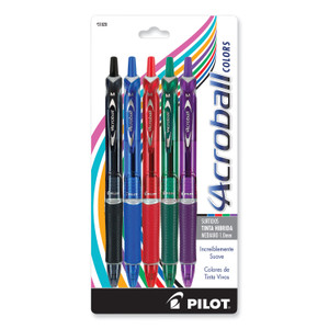 Pilot Acroball Colors Advanced Ink Hybrid Gel Pen, Retractable, Medium 1 mm, Assorted Ink and Barrel Colors, 5/Pack (PIL31820) View Product Image