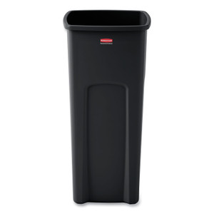 Rubbermaid Commercial Untouchable Square Waste Receptacle, 23 gal, Plastic, Black