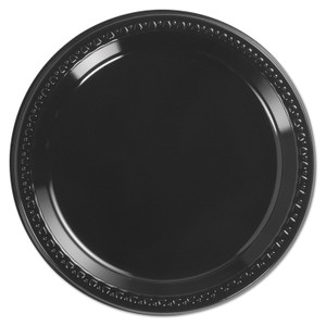 Chinet Heavyweight Plastic Plates, 9" dia, Black, 125/Pack, 4 Packs/Carton (HUH81409) View Product Image