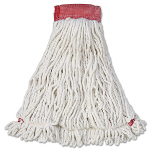 Rubbermaid Commercial Web Foot Wet Mop Head, Shrinkless, Cotton/Synthetic, White, Large, 6/Carton (RCPA253WHI) View Product Image