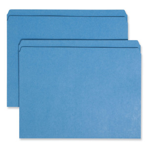 Smead Reinforced Top Tab Colored File Folders, Straight Tabs, Letter Size, 0.75" Expansion, Blue, 100/Box (SMD12010) View Product Image