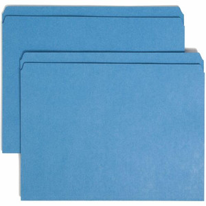 Smead Straight Tab Cut Letter Recycled Top Tab File Folder - 8 1/2" x 11" - 3/4" Expansion - 11 pt. - 2 Plys - Blue