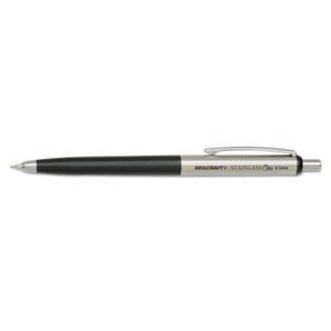 AbilityOne 7520016558004 SKILCRAFT Stainless Elite Mechanical Pencil, 0.5 mm, F (#2.5), Black Lead, Black/Silver Barrel, 3/Pack View Product Image