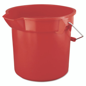 Rubbermaid Commercial BRUTE Round Utility Pail, 14 qt, Plastic, Red, 12" dia