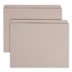 Smead Reinforced Top Tab Colored File Folders, Straight Tabs, Letter Size, 0.75" Expansion, Gray, 100/Box