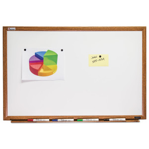 AbilityOne 7110013347080, SKILCRAFT Magnetic Porcelain Dry Erase Board, 48" x 36", White Surface, Natural Oak Frame