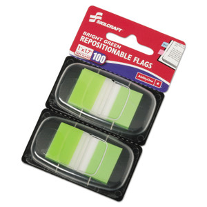 AbilityOne 7510013991152 SKILCRAFT Page Flags, 1 x 1.75, Bright Green, 50 Flags/Dispenser, 2 Dispensers/Pack100/Pack (NSN3991152) View Product Image