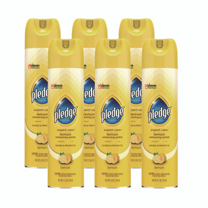 Pledge Furniture Polish, Lemon, 9.7 oz Aerosol Spray, 6/Carton