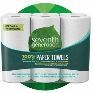 Seventh Generation 100% Recycled Paper Towels - 2 Ply - 156 Sheets/Roll - White