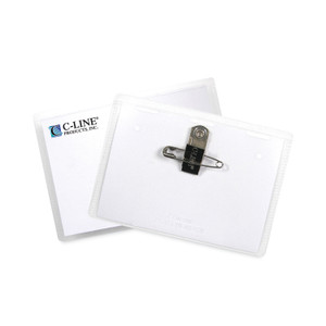 C-Line Name Badge Kits, Top Load, 4 x 3, Clear, Combo Clip/Pin, 50/Box (CLI95743) View Product Image