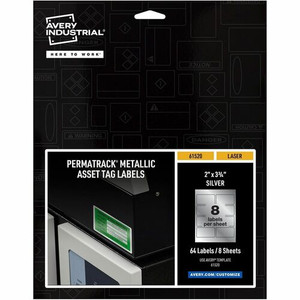 Avery PermaTrack Metallic Asset Tag Labels, 2" x 3-3/4" , 64 Asset Tags - Waterproof - 2" Width x 3 3/4" Length - Permanent Adhesive - Rectangle - Laser