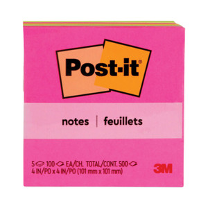 Post-it Notes Original Pads in Poptimistic Collection Colors, 4" x 4", 100 Sheets/Pad, 5 Pads/Pack (MMM6755LAN) View Product Image
