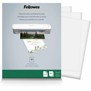 Fellowes Letter-Size Thermal Laminating Pouches - Sheet Size Supported: Letter 8.50" Width x 11" Length - Laminating Pouch/Sheet Size: 9" Width x 3 mil Thickness - Glossy - for Document - Photo-safe, Durable