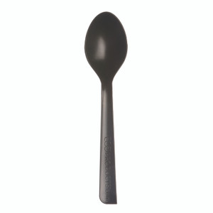 Eco-Products 6" Recycled Polystyrene Spoons - Black - 50/Pack (ECOEPS113)