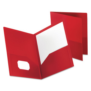 Oxford Poly Twin-Pocket Folder, 100-Sheet Capacity, 11 x 8.5, Opaque Red (OXF57411) View Product Image