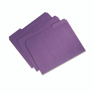AbilityOne 7530015664135, SKILCRAFT Recycled File Folders, 1/3-Cut 1-Ply Tabs: Assorted, Letter Size, 0.75" Expansion, Purple, 100/Box