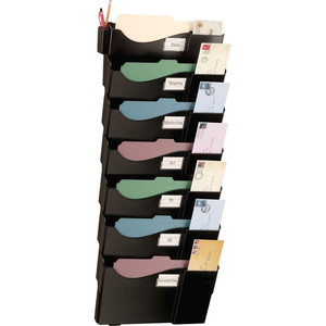 Officemate Grande Central Wall Filing System - 7 Pocket(s) - 38.25" Height x 16.62" Width x 4.75" Depth - Black
