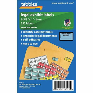 Tabbies Defendant's Exhibit Legal File Labels - 1 5/8" Width x 1" Length - Blue