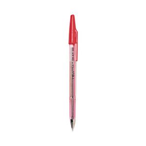 Pilot Better Ballpoint Pen, Stick, Fine 0.7 mm, Red Ink, Translucent Red Barrel, Dozen