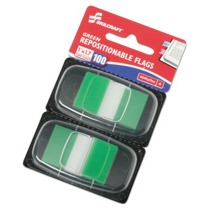 AbilityOne 7510013152020 SKILCRAFT Page Flags, 1 x 1.75, Green, 50 Flags/Dispenser, 2 Dispensers/Pack100/Pack (NSN3152020) View Product Image