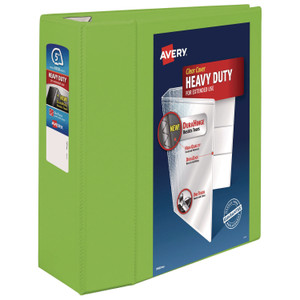 Avery Heavy-Duty View Binder with DuraHinge and Locking One Touch EZD Rings, 3 Rings, 5" Capacity, 11 x 8.5, Chartreuse