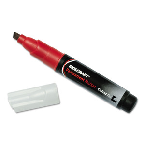 AbilityOne 7520009731062 SKILCRAFT Chisel Tip Large Permanent Marker, Broad Chisel Tip, Red, Dozen (NSN9731062) View Product Image