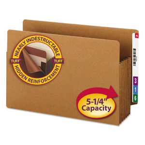 Smead Heavy-Duty Redrope End Tab TUFF Pockets, 5.25" Expansion, Legal Size, Redrope, 10/Box
