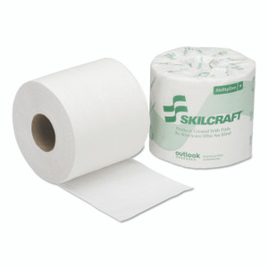 AbilityOne 8540005303770, SKILCRAFT Toilet Tissue, Septic Safe, 1-Ply, White, 1,200 Sheets/Roll, 80 Rolls/Box