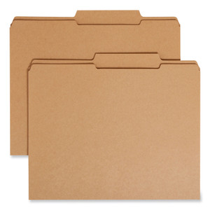Smead Guide Height Reinforced Heavyweight Kraft File Folder, 2/5-Cut Tabs: Right of Center, Letter, 0.75" Expansion, Brown, 100/Box (SMD10776) View Product Image