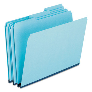 Pendaflex Pressboard Expanding File Folders, 1/3-Cut Tabs: Assorted, Legal Size, 1" Expansion, Blue, 25/Box