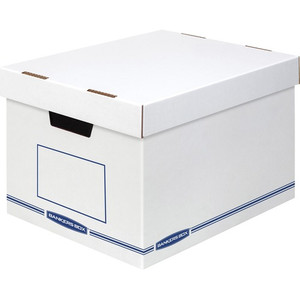 Bankers Box Organizer Storage Boxes - External Dimensions: 12.8" Width x 16.5" Depth x 10.5" Height - Medium Duty - Single/Double Wall - Stackable - White, Blue