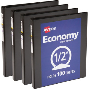 Avery Economy View Binder - 1/2" Binder Capacity - Letter - 8 1/2" x 11" Sheet Size - 100 Sheet Capacity - 3 Ring(s)