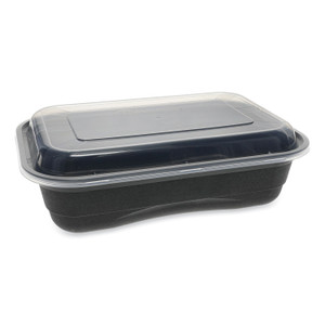 Pactiv Evergreen EarthChoice Versa2Go Microwaveable Container, 36 oz, 8.4 x 5.6 x 2, Black/Clear, Plastic, 150/Carton (PCTNV2GRT3688B) View Product Image