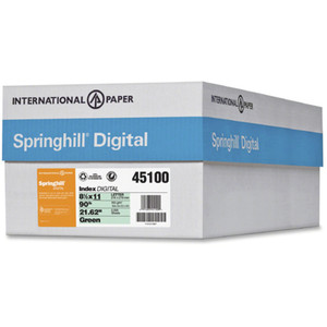 Springhill 8.5x11 Inkjet, Laser Printable Multipurpose Card Stock - Green - Recycled (SGH045100) View Product Image