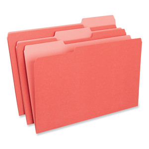 Universal Interior File Folders, 1/3-Cut Tabs: Assorted, Legal Size, 11-pt Stock, Red, 100/Box (UNV15303) View Product Image