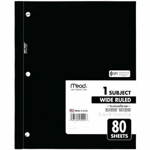 Mead Neatbook One-subject Notebook - 80 Sheets - Ruled Margin - 8" x 10 1/2" Sheet Size - White Paper - Green, Blue, Red, Light Blue Cover