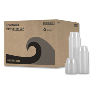 Boardwalk Souffle/Portion Cups, 2 oz, Plastic, Clear, 125/Sleeve, 20 Sleeves/Carton