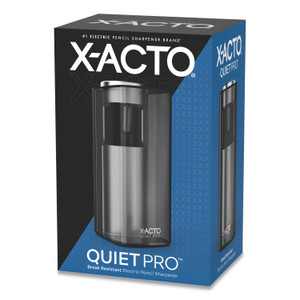 X-ACTO Model 1612 Quiet Pro Electric Pencil Sharpener, AC-Powered, 3 x 5 x 9, Black/Silver/Smoke (EPI1612X) View Product Image