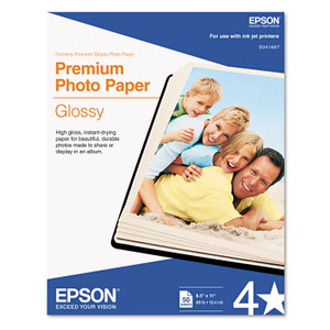 Epson Premium Photo Paper, 10.4 mil, 8.5 x 11, High-Gloss White, 50/Pack (EPSS041667) View Product Image