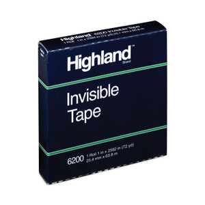 Highland Invisible Permanent Mending Tape, 3" Core, 1" x 72 yds, Clear (MMM620025921) View Product Image