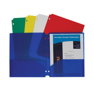 C-Line Two-Pocket Heavyweight Poly Portfolio Folder, 3-Hole Punch, 11 x 8.5, Assorted, 10/Pack (CLI32930) View Product Image