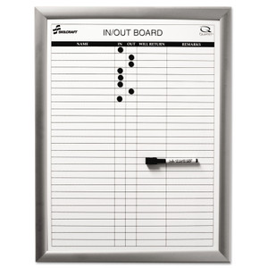 AbilityOne 7110015680403, SKILCRAFT Magnetic In/Out Board, 29-Person Tracking, 18" x 24", White Surface, Anodized Aluminum Frame