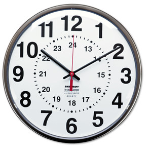 AbilityOne 6645013428199 SKILCRAFT 12/24 Hour Slimline Quartz Wall Clock, 12.75" Overall Diameter, Black Case, 1 AA (sold separately) View Product Image