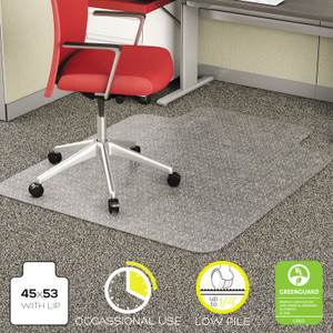 deflecto EconoMat Occasional Use Chair Mat for Low Pile Carpet, 45 x 53, Wide Lipped, Clear (DEFCM11232) View Product Image