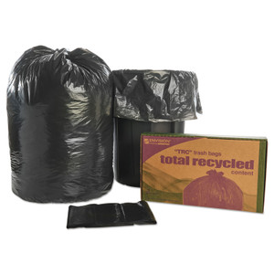 AbilityOne 8105013862399, SKILCRAFT Recycled Content Trash Can Liners, 60 gal, 1.5 mil, 38" x 60", Black/Brown, 100/Carton (NSN3862399) View Product Image