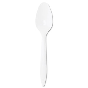 Dart Style Setter Mediumweight Plastic Teaspoons, White, 1000/Carton (DCCS6BW) View Product Image