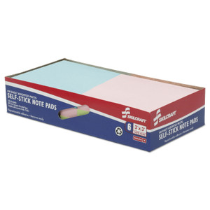 AbilityOne 7530014562249 SKILCRAFT Self-Stick Note Pad Set, 3" x 3", Assorted Colors, 100 Sheets/Pad, 6 Pads/Pack (NSN4562249) View Product Image