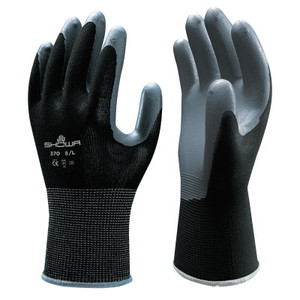 SHOWA Atlas Assembly Grip 370B Nitrile-Coated Gloves, Large, Black/Gray View Product Image